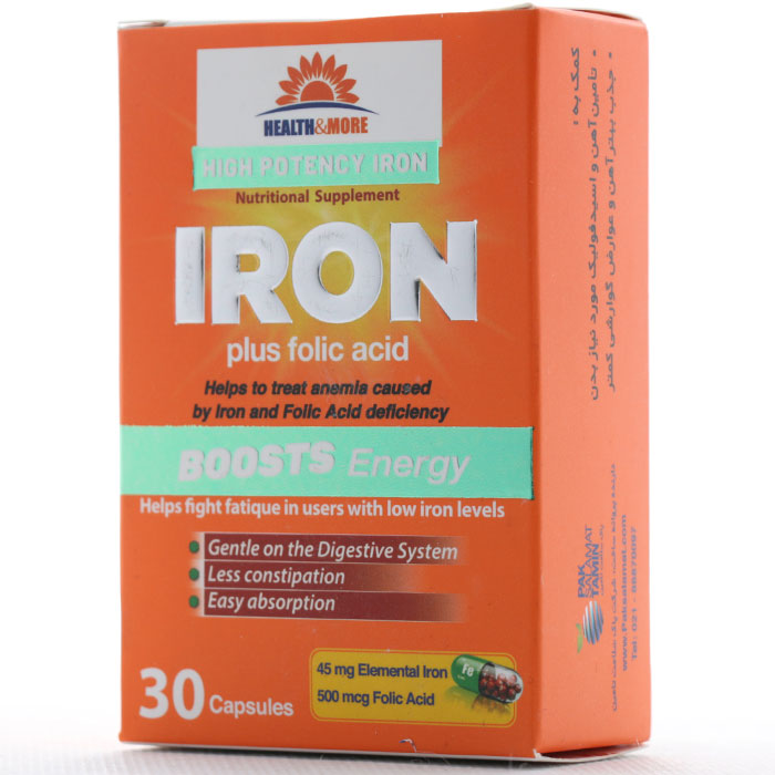 کپسول آیرون پلاس فولیک اسید هلث اند مور - Image 5