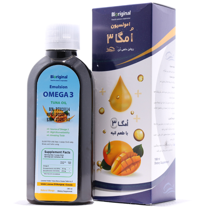 امولسیون امگا 3 روغن ماهی تن بایورجینال 180 میلی لیتر