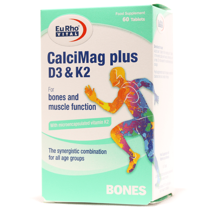 قرص کلسی مگ پلاس D3 و K2 یوروویتال 60 عددی