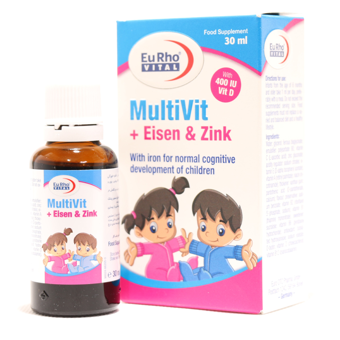 قطره مولتی ویت آیزن و زینک یوروویتال 30 میلی لیتری